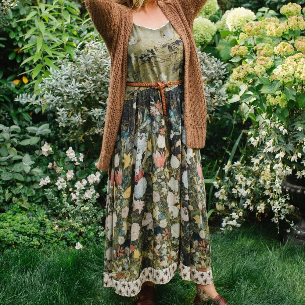 Market of Stars I Dream in Flowers Bohéme Slip Dress and Scarf Size S/M - Picture 4 of 16